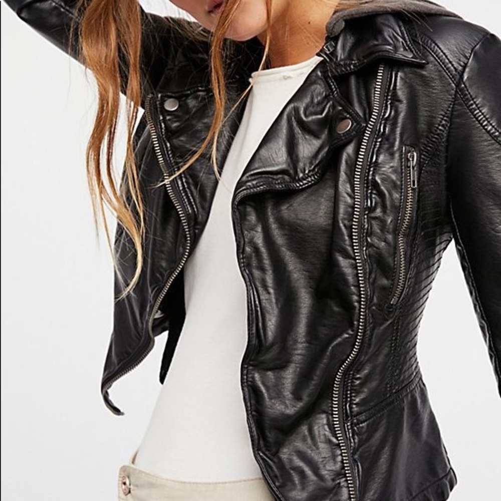 Vegan black leather jacket